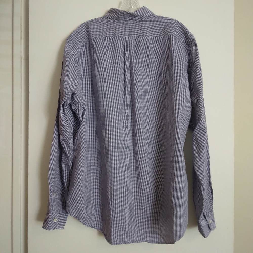 Ralph Lauren Size 16.5 Gingham Blue Checkered Men's Button Down Dress Shirt - Picture 2 of 5